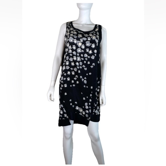 Sea New York Womens Silk Sleeveless Shift Dress 4 Flowy Airy Black asymmetrical - Picture 1 of 16